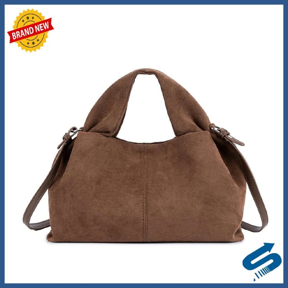 Faux Suede Hobo Bag Half-Moon Shoulder Purse Tote Everyday Use